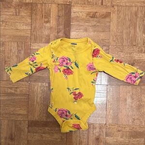 Old Navy Yellow and Pink Floral Baby Bodysuit